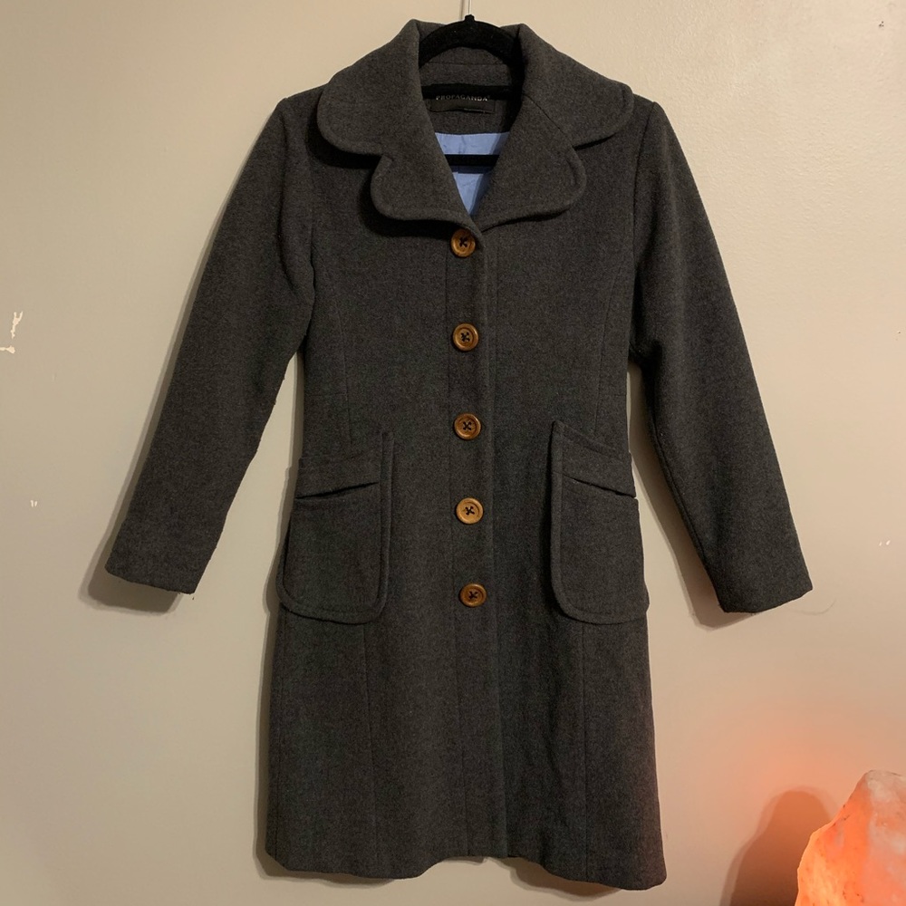 XS Propaganda dark grey wool & cashmere blend coat
